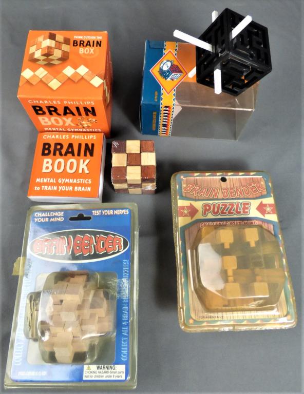 Vintage Brain Bender Wooden Puzzles: Vintage Brain Bender mostly Wooden Puzzles . Condition: Good