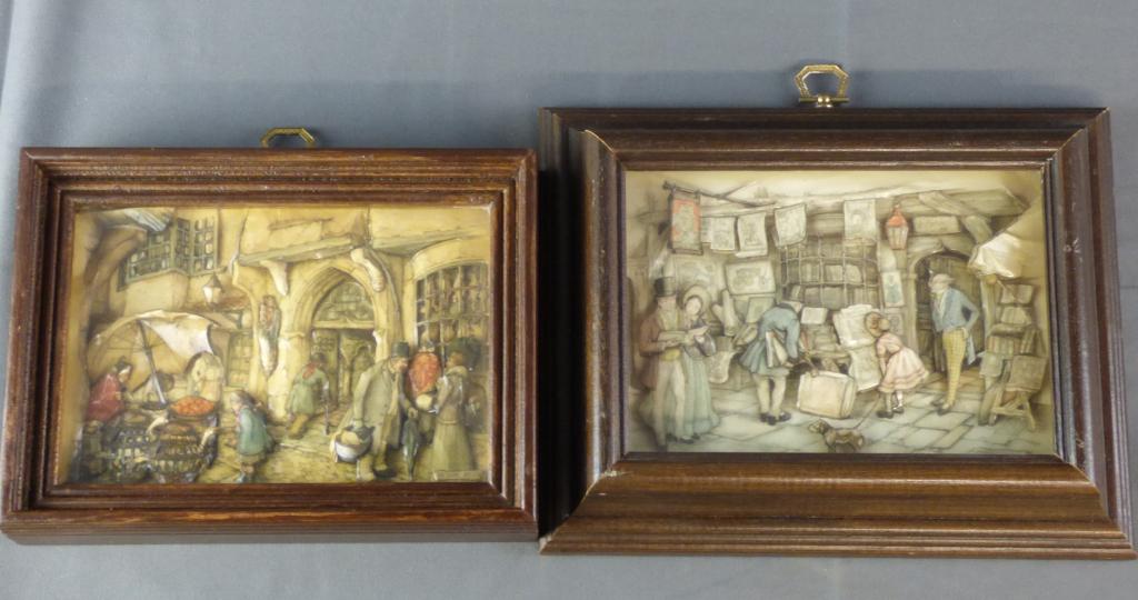Anton Pieck Shadow Box 3-D Wall Art Hangings: Anton Pieck Shadow Box 3-D Wall Art Hangings. Measure 9 1/2" x 71/2" & 8" x 6" framed. Condition: Good