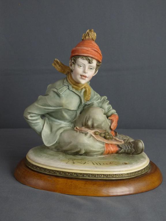 Bruno Merli Capodimonte Boy Porcelain Figurine: Bruno Merli Figurine of Boy. Measures 8" tall. Condition: Good