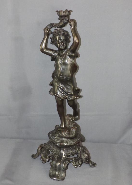 Large Bronze Boy with Cornucopia Sculpture/ Candle (1 of 9)