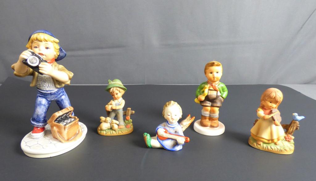 Goebel Hummel Figurines & Ornaments: Goebel and Hummel Like Figurines and Ornaments. Includes Todays Children Series Goebel Figurine, Schmid Hummel Figurine, Hummel Ornament and two Hummel like figurines. Condition: Good