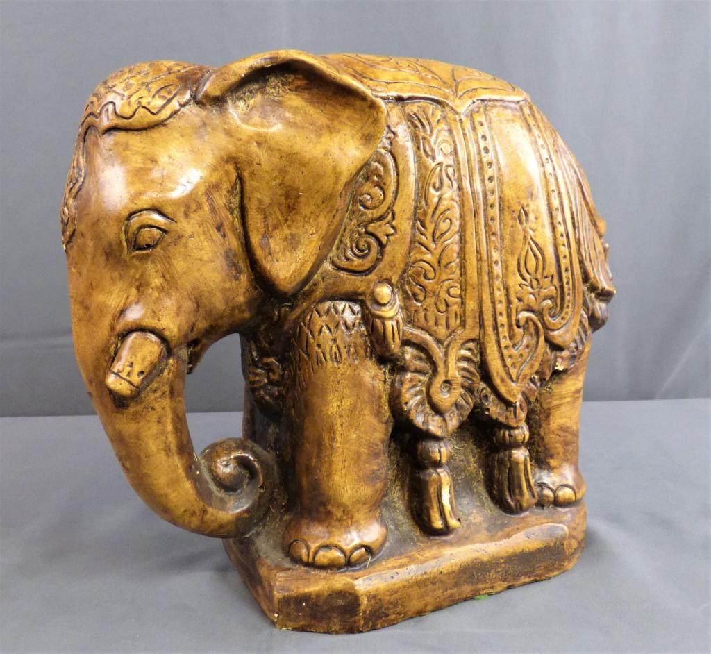Vintage Elephant Sculpture: Vintage most likely Chalk Elephant Sculpture. Measures 10" tall. Condition: Good
