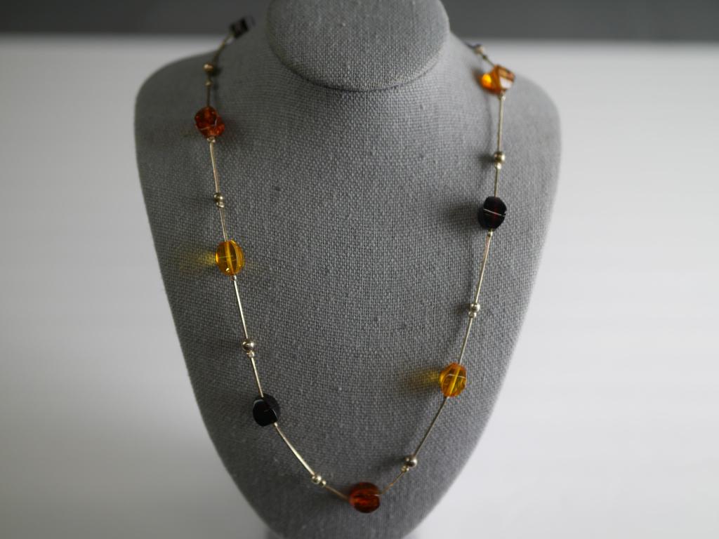 Sterling Silver Necklace with Amber Beads (1 of 6)