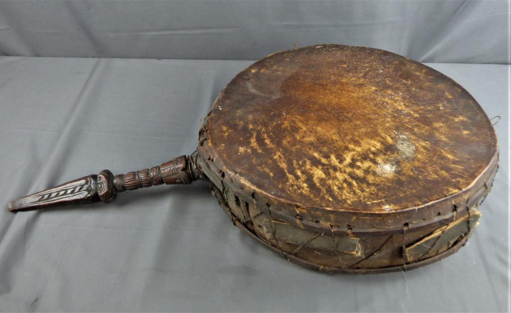 Shaman Drum, Carved Wooden Handle, Nepal Tibetan (1 of 11)