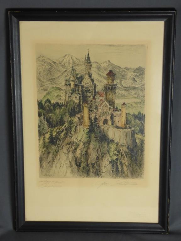 Paul Geissler European Castle Hand Signed Etching (1 of 4)
