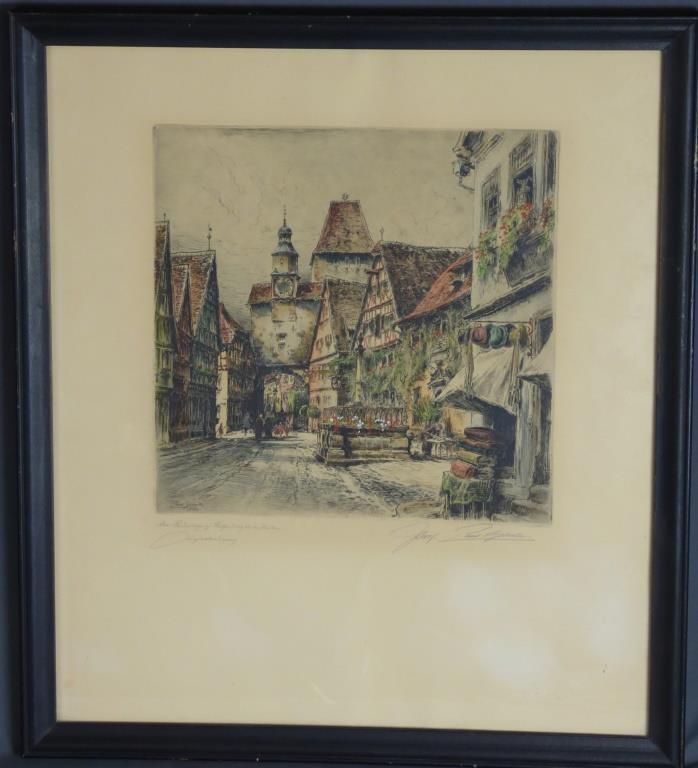 Paul Geissler German Town Hand Signed LE Etching (1 of 4)