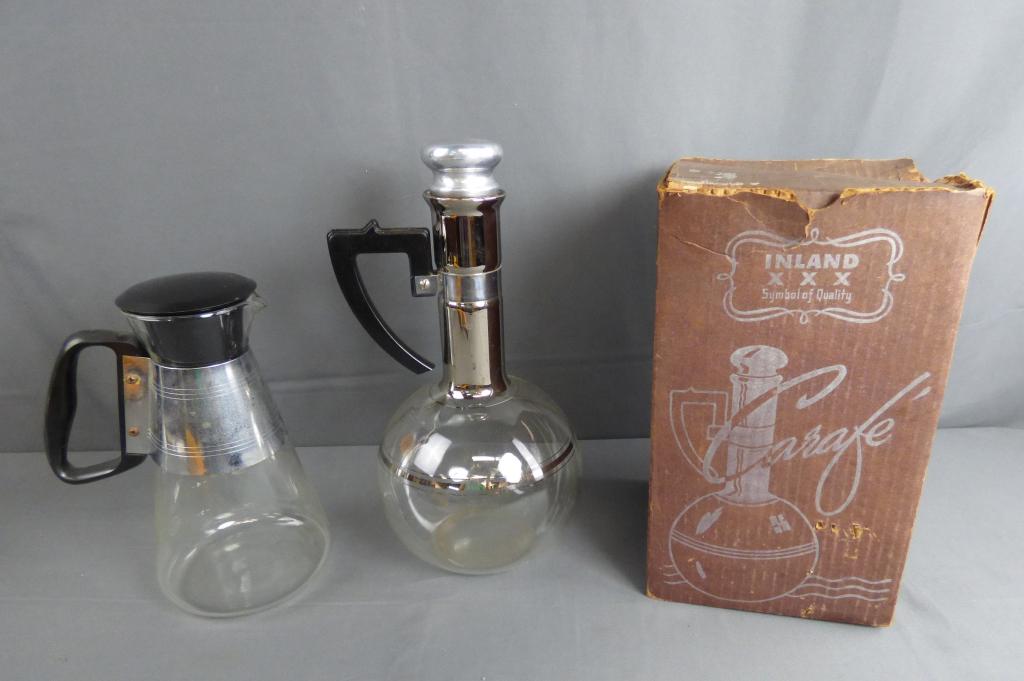 Vintage Carafe Inland Coffee Warmer w/ Or. Box: 1950's Vintage Carafe Inland Coffee Warmer with original box and Pyrex Coffee Warmer by Silex Co. Condition: Good