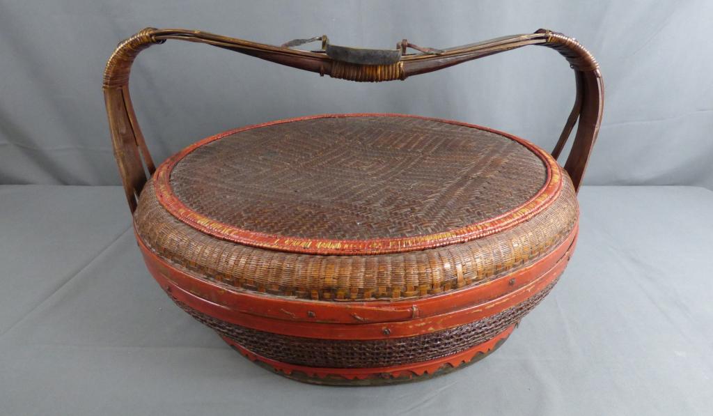Antique Chinese Hand Woven Food Basket (1 of 6)