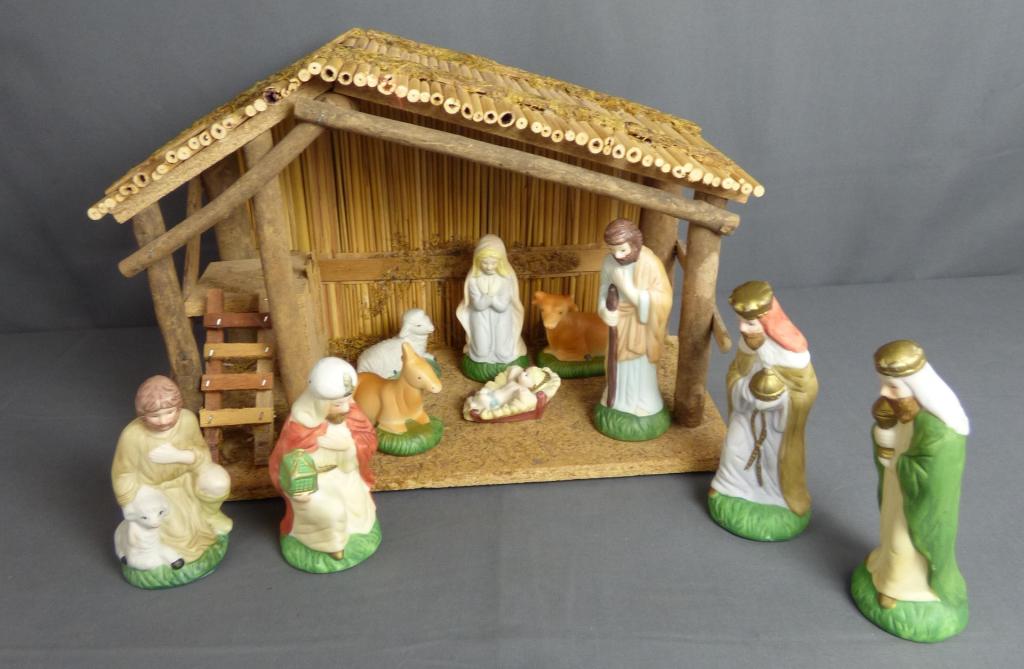 Vintage Christmas Nativity Set with Stable (1 of 5)