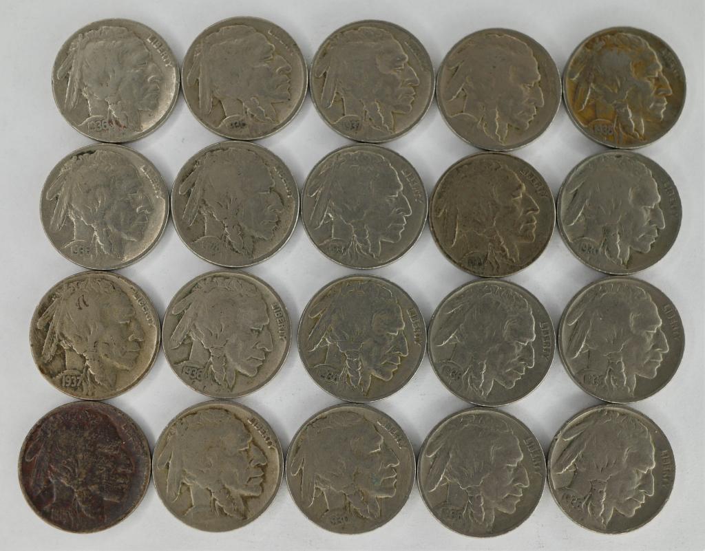 US Buffalo Nickels 20 Coins w/ Readable Dates (1 of 6)
