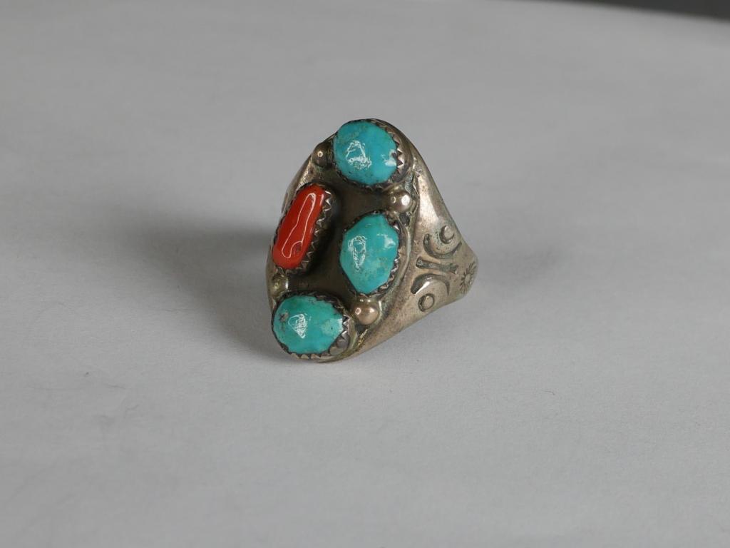 Native American Sterling Silver Ring Turquoise & C (1 of 8)