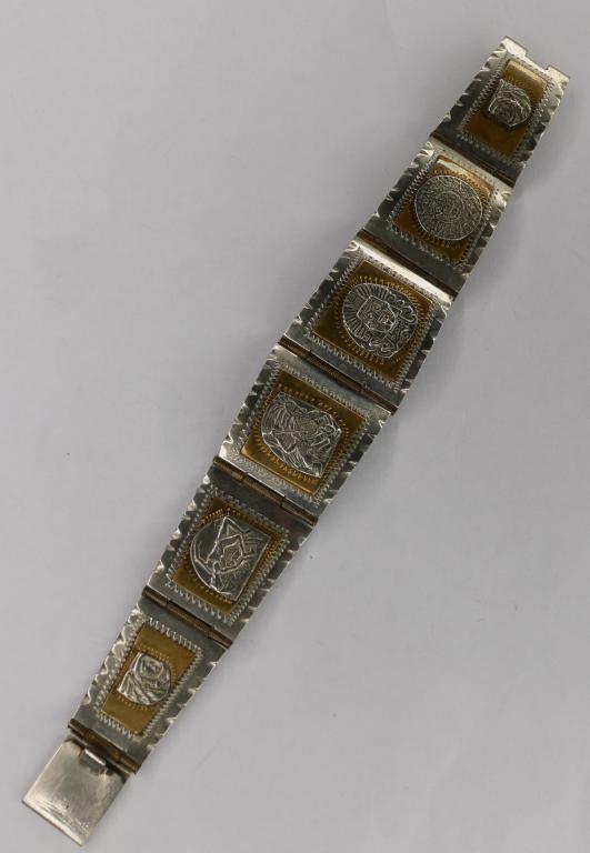 Inca Storyteller Bracelet marked 925: Inca Storyteller Bracelet. Marked 925. Condition: Good