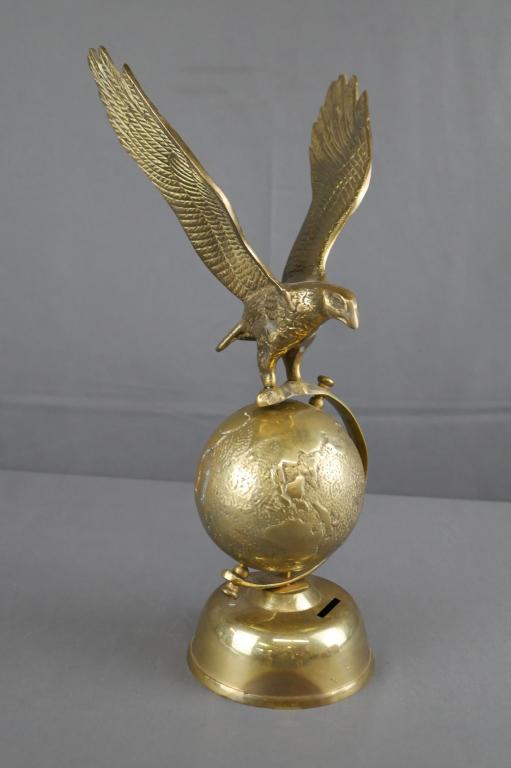 Brass Eagle on Rotating Globe Sculpture (1 of 5)