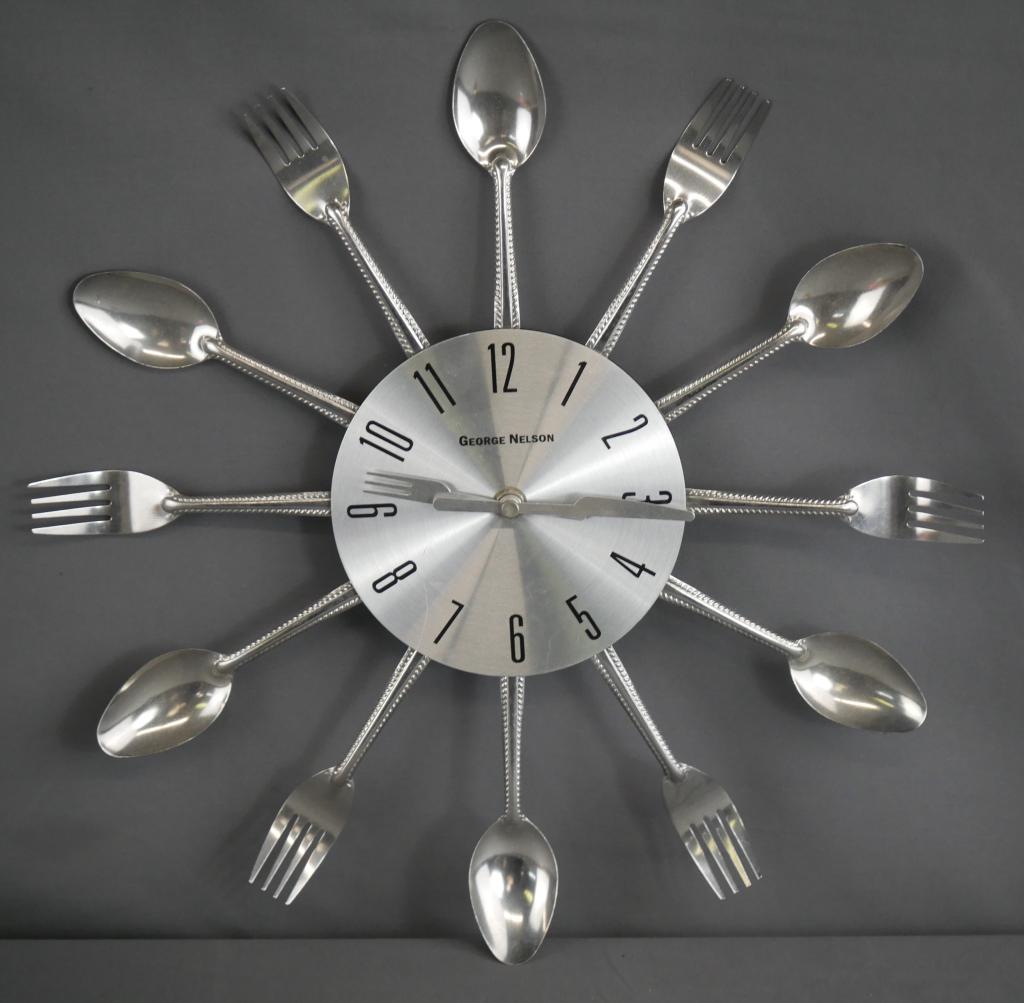 George Nelson Fork& Spoon Kitchen Wall Clock (1 of 6)