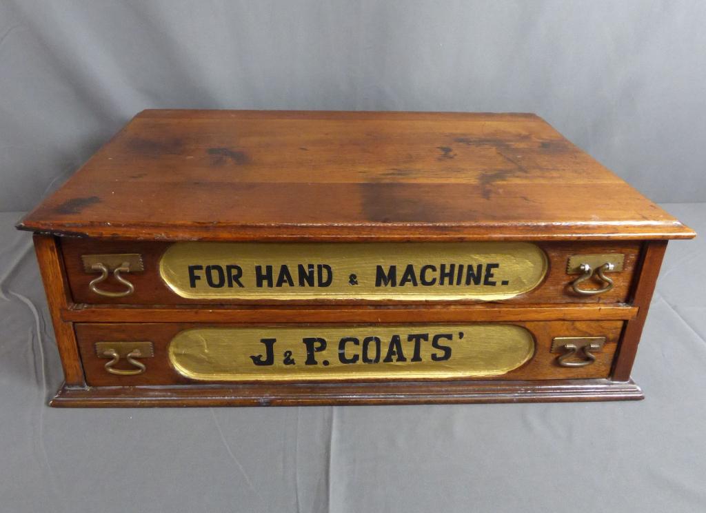 Antique J & P Coats' Two Drawer Spool Cabinet (1 of 5)