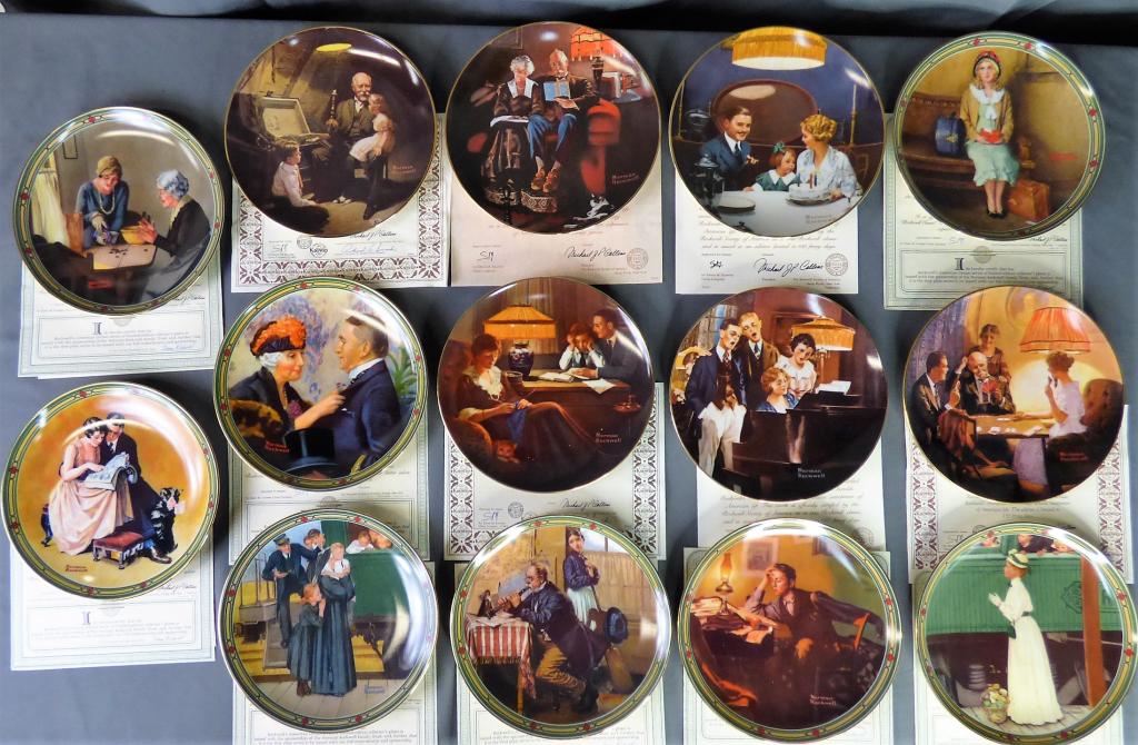 Norman Rockwell Collector Plates: Lot of 14 Norman Rockwell Collector Plates. All Come with boxes and COAs. Condition: Good