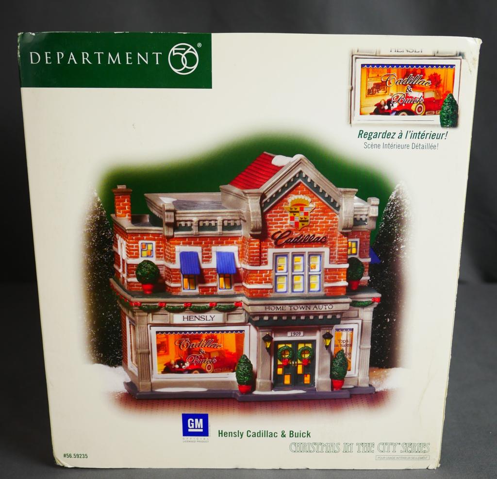 Department 56 Christmas in City- Hensly Cadillac: Department 56. Christmas in City Series- "Hensly Cadillac & Buick". Condition: Good, in original Box