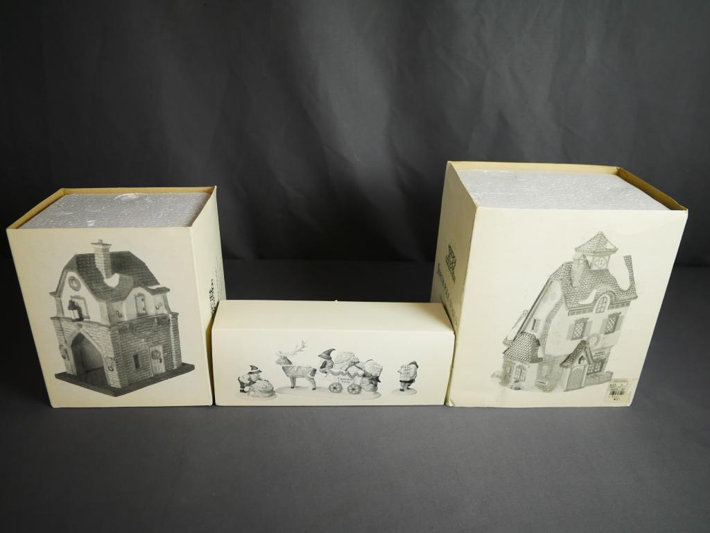 Department 56 Christmas Village- Lot of 3: Heritage Collection. "Gate House", "Letters for Santa" and "Neenee's Dolls and Toys". Condition: Good, all in original Boxes