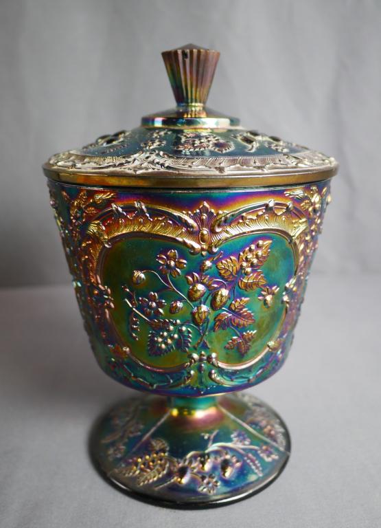 Fenton Wild Strawbery Carnival Glass Canister/ Jar (1 of 5)