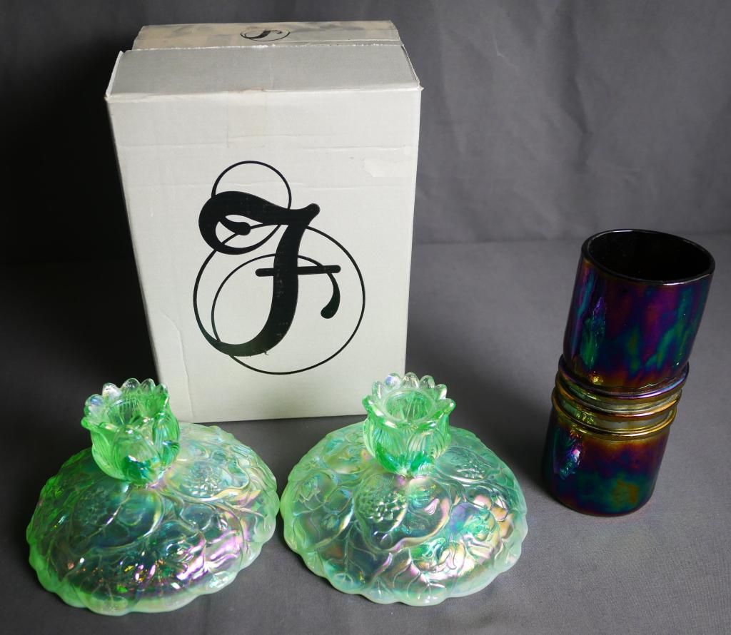 Esteban Prieto Iridescent Tumbler & Fenton Candle (1 of 7)