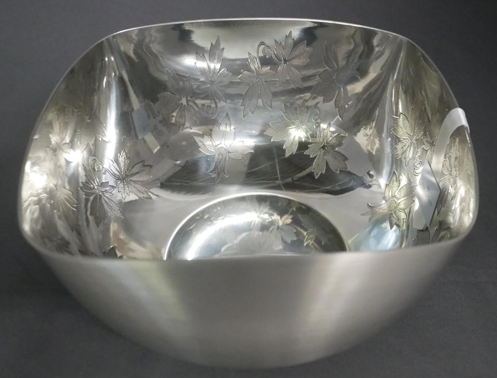 Wedgwood 8" Pewter Etched Bowl with Leaf Pattern (1 of 8)