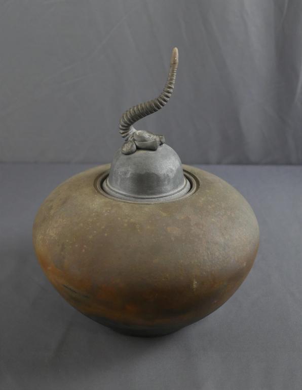 Raku Pottery Urn/ Vase with Lid- Scorpion Tail (1 of 8)