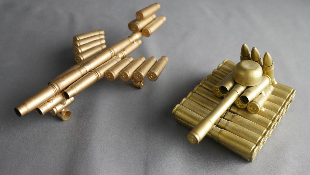 Trench Art Military Airplane and Tank: Trench Art Military Airplane and Tank . Condition: Good