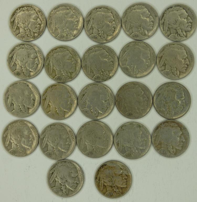 Group of US Buffalo Nickel 5 Cent Coins (1 of 9)
