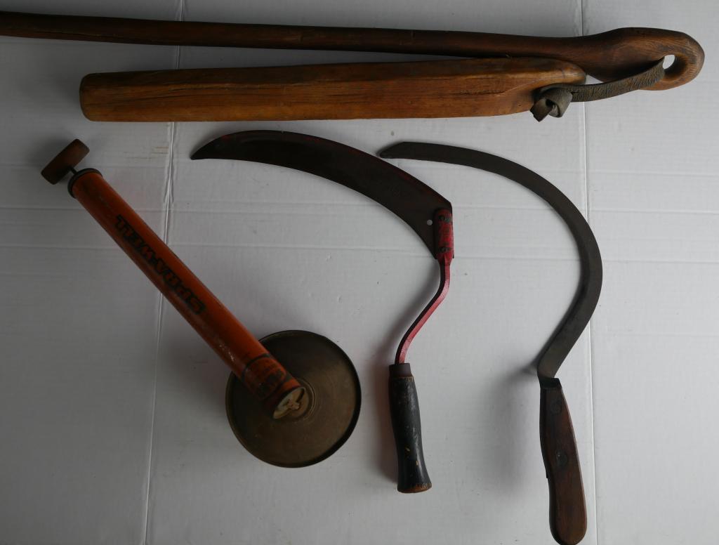 Antique Farmer Hand Tools- Sickles, Flail (1 of 11)