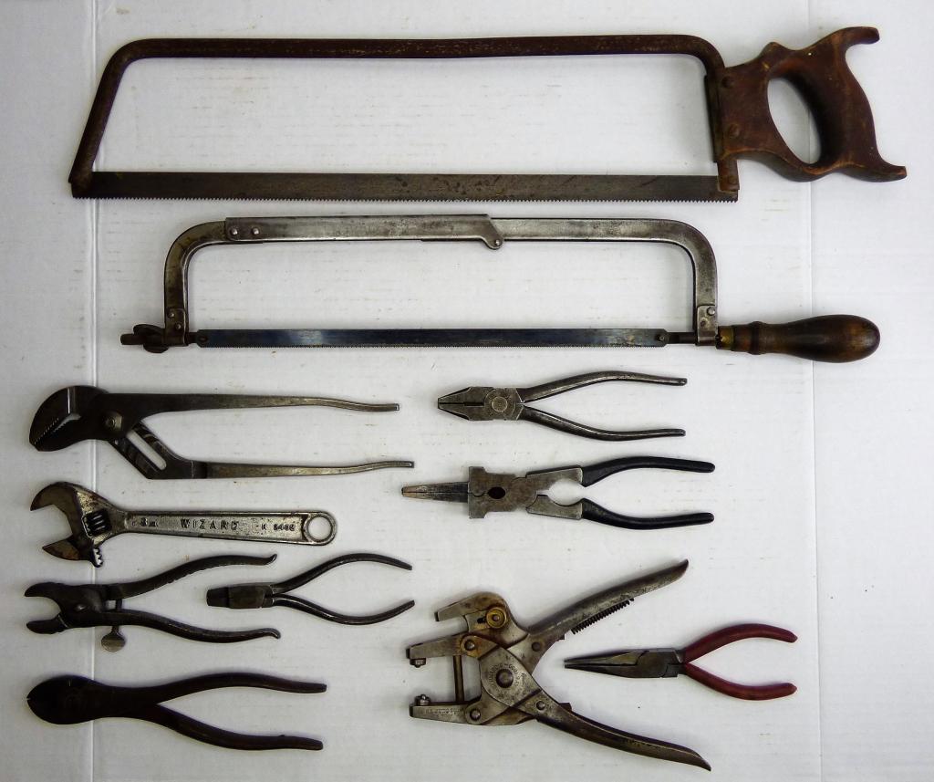 Vintage & Antique Hand Tools- Saw, Pliers, Monkey (1 of 8)