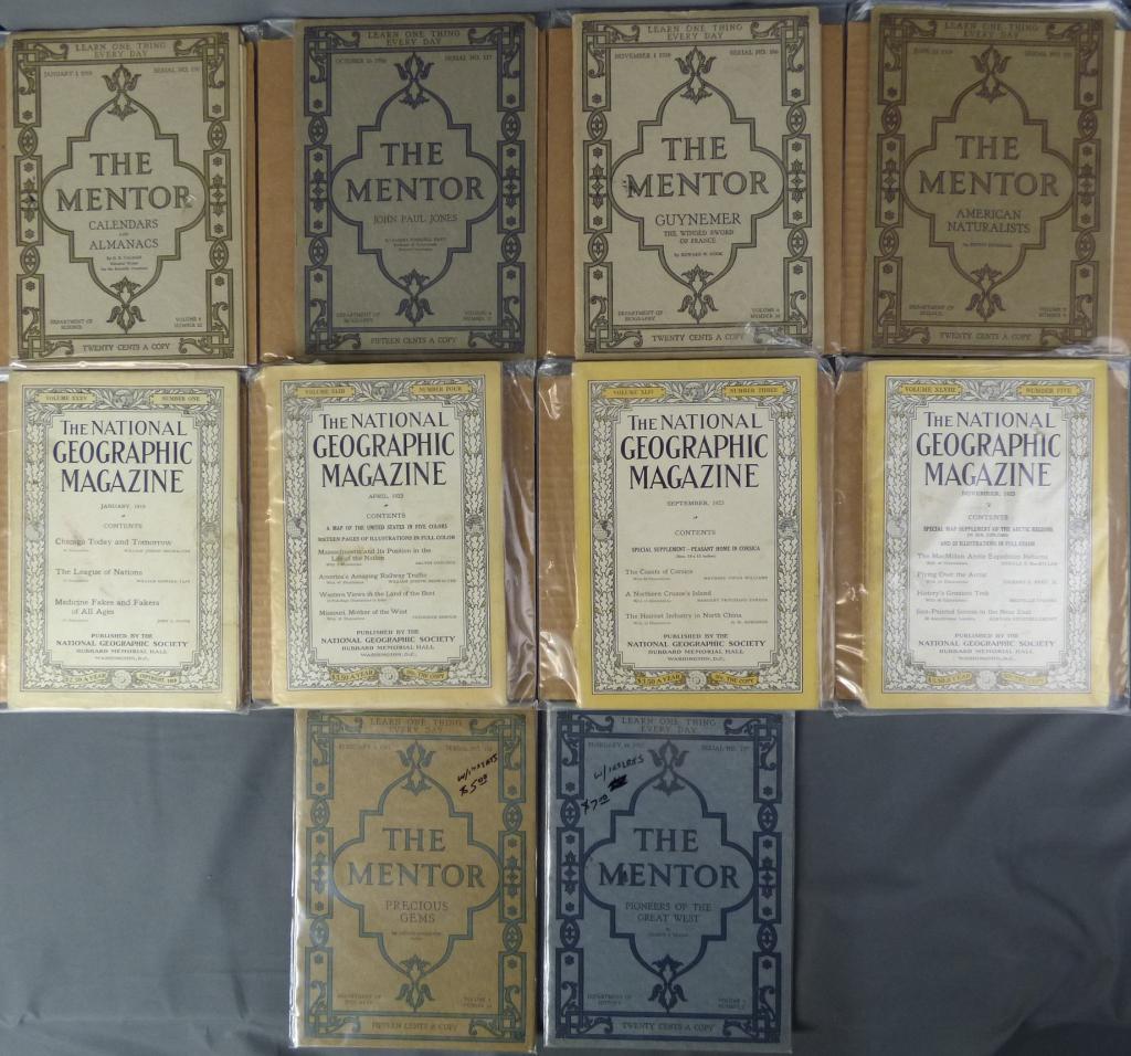 Antique "Mentor" & "National Geographic" Magazines: Antique "Mentor" & "National Geographic" Magazines from early 1900's. Condition: Good