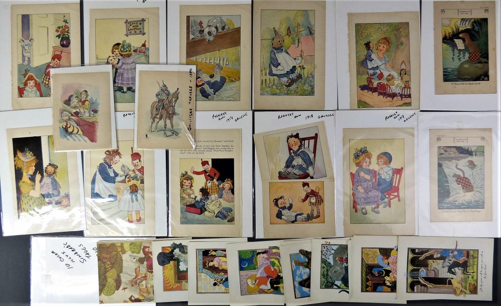 Antique Book Illustraions Art- Raggedy Ann, Gulliv: Antique Book Illustrations including early Raggedy Ann and 1880's Gulliver Travels. Ready to be framed. Condition: Mostly good