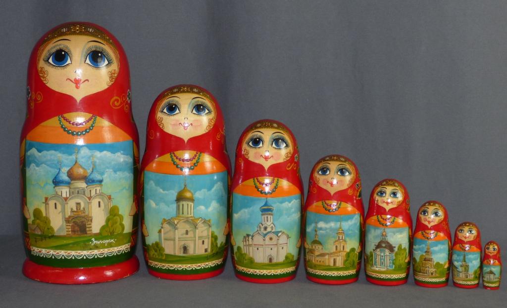Large Russian Wooden Hand Painted Nesting Doll (1 of 5)