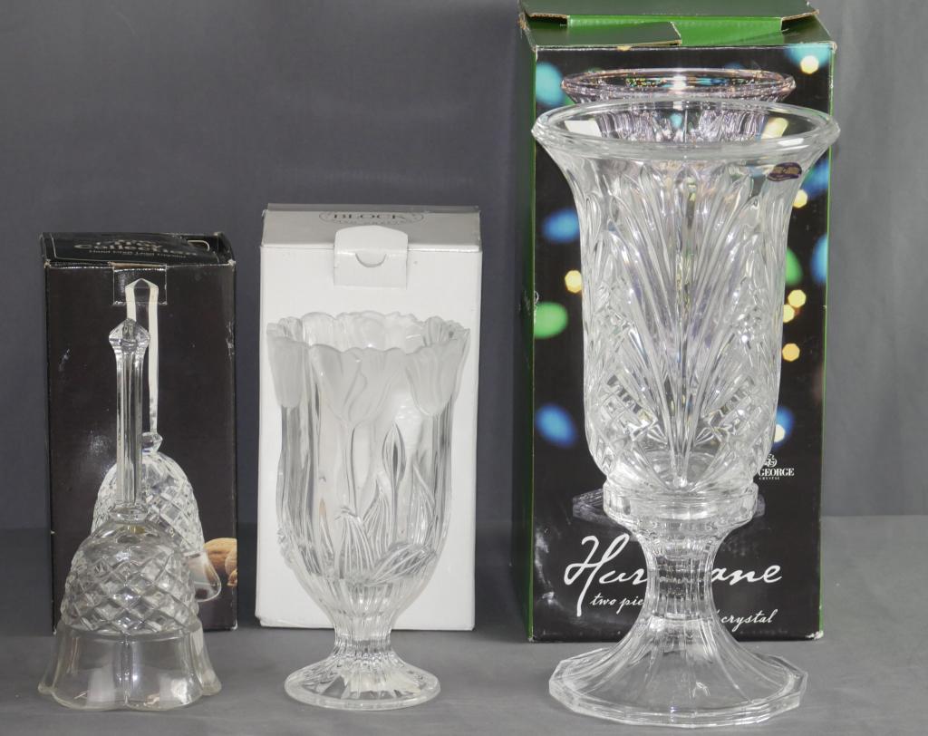 Fine Crystal Hurricane Lamp/ Vase and Bell- Block (1 of 8)