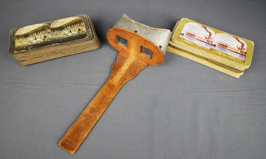 Antique Stereo Viewer & Stereoscopic Cards- WWI Wr (1 of 6)