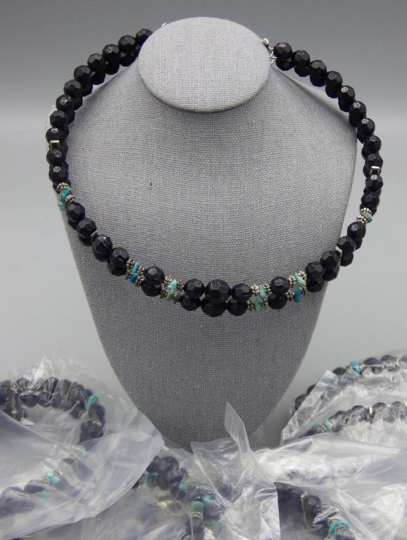 Multi Strand Black Beads Collar Necklace Lot of 10 (1 of 2)
