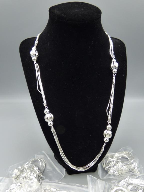 Multi Chain Silver Tone Necklace.Lot of 10. New (1 of 3)