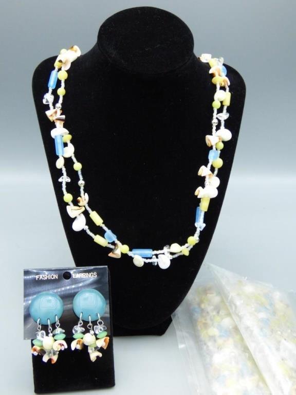 Seashell / Glass/ Beads Necklace & Earrings 5 Sets (1 of 4)