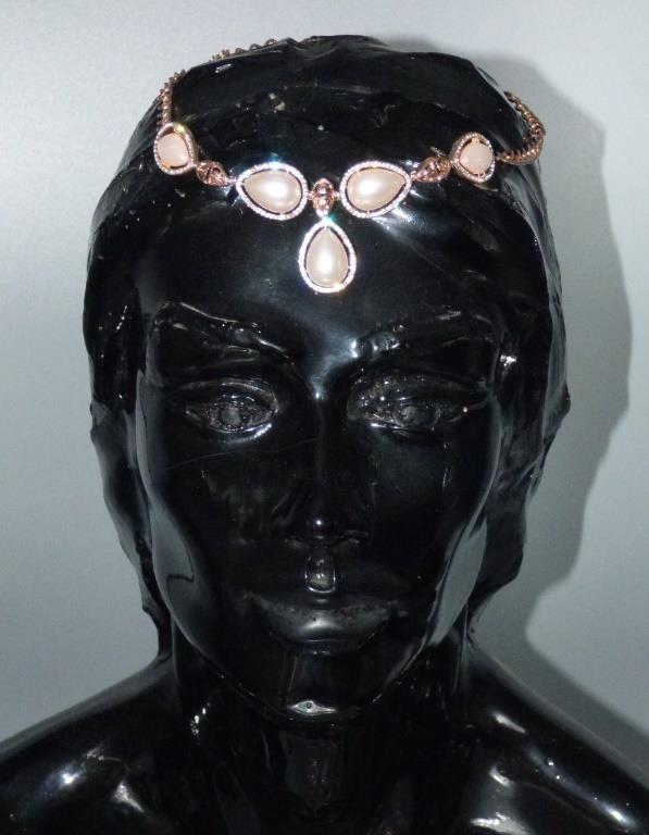 Lot of 5 Headpiece Gold Tone w Rhinestones & Pearl: Headpiece Gold Tone with Rhinestones and Pearllike Inserts. Lot of 5. New