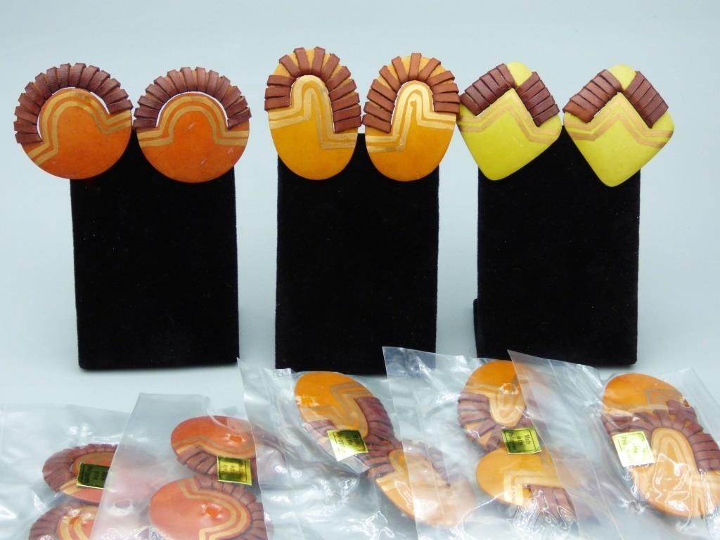 Assorted Wood and Leather Earrings Lot of 10 (1 of 5)