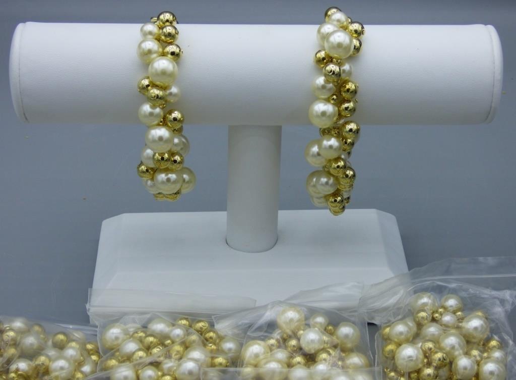 Pearl and Golden Beads Bracelet Lot of 10: Faux Pearl and Golden Beads Bracelet. Lot of 10. New