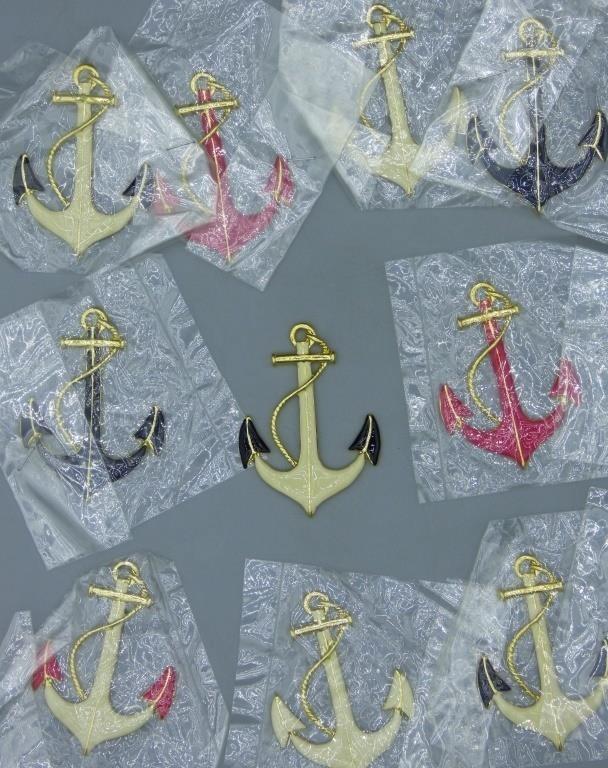 Ship Anchor Nautica Enamel Pendant. Lot of 10 New: Ship Anchor Nautica Enamel Pendant. Color Variety. Lot of 10. New