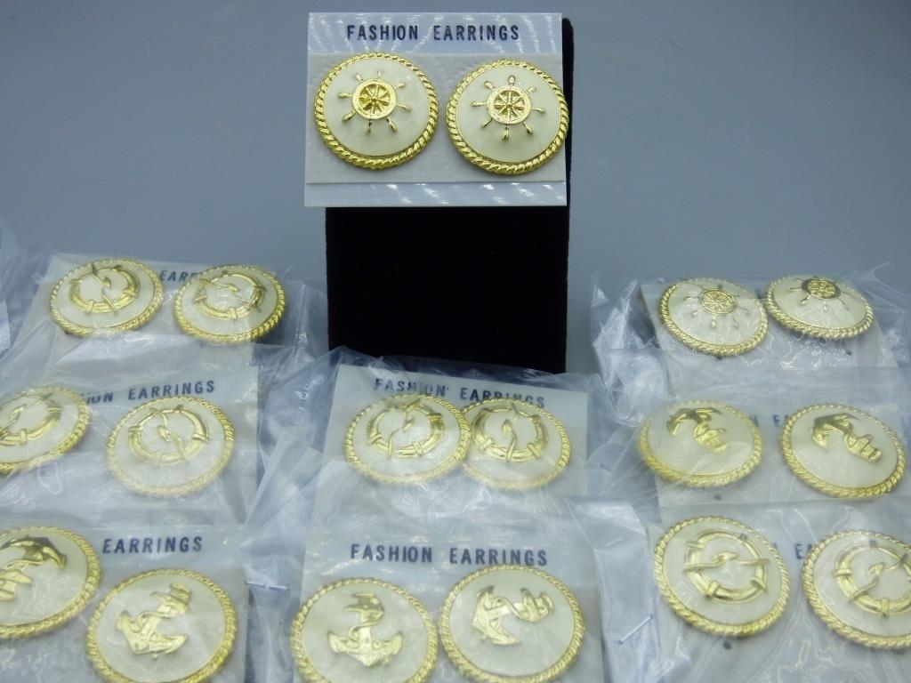 Enamel Nautica Ship Wheel Round Earrings Lot of 0: Enamel Nautical Ship Wheel Round Earrings. Lot of 10. New