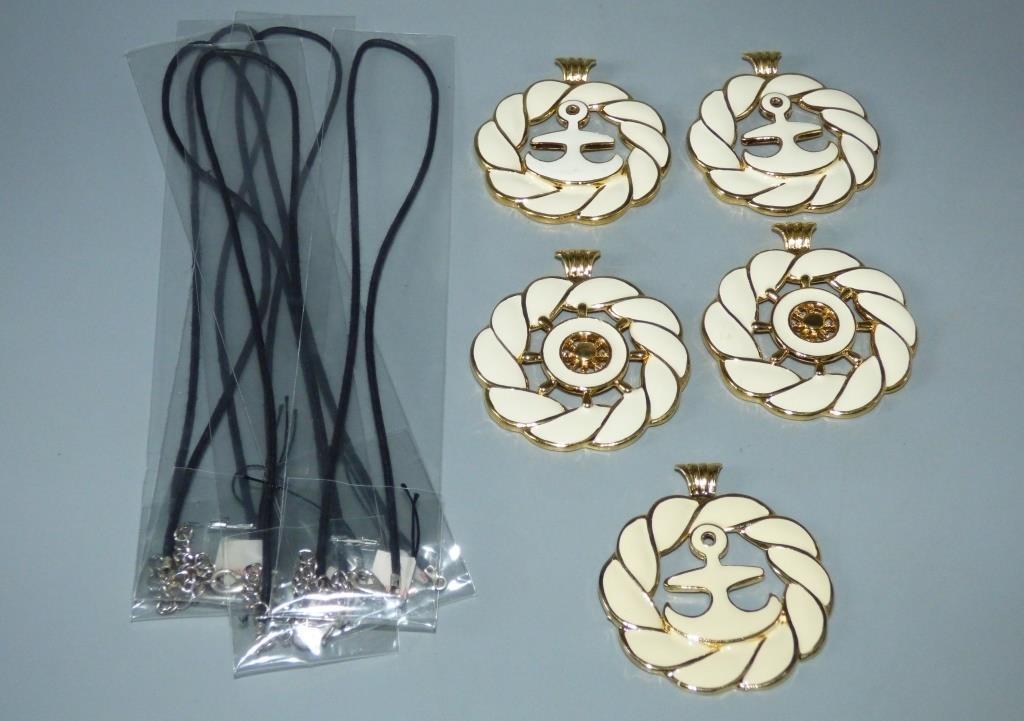 Nautical Ship Wheel & Anchor Pendant . Lot of 5 (1 of 4)