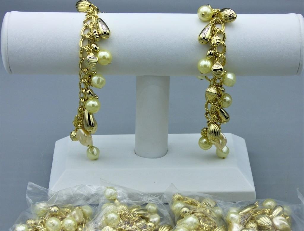 Charm Bracelets with  Pearls. Lot of 10. New (1 of 2)