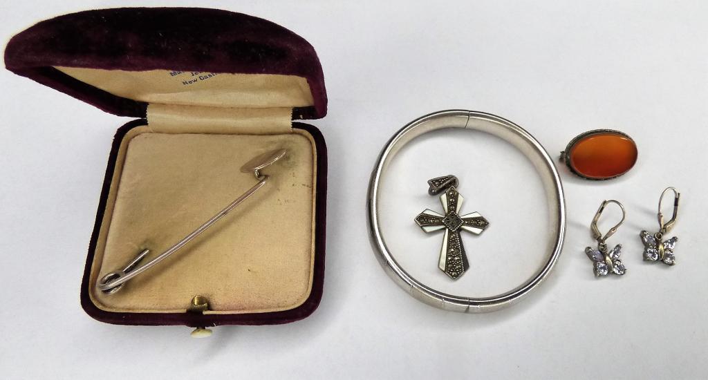 Sterling Silver Jewelry- Bracelet, Cross, Earrings (1 of 14)