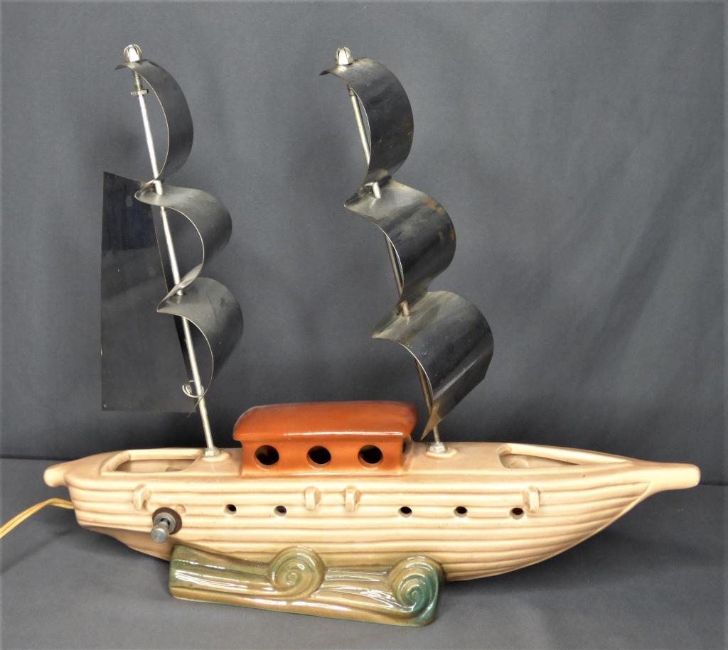 Mid Century  Ceramic Boat Table Lamp (1 of 10)