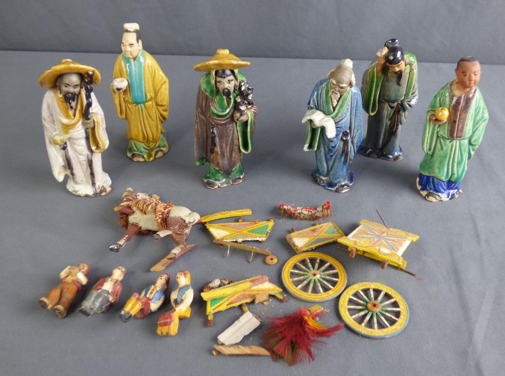 Group of Chinese Mud Men Figurines (1 of 14)