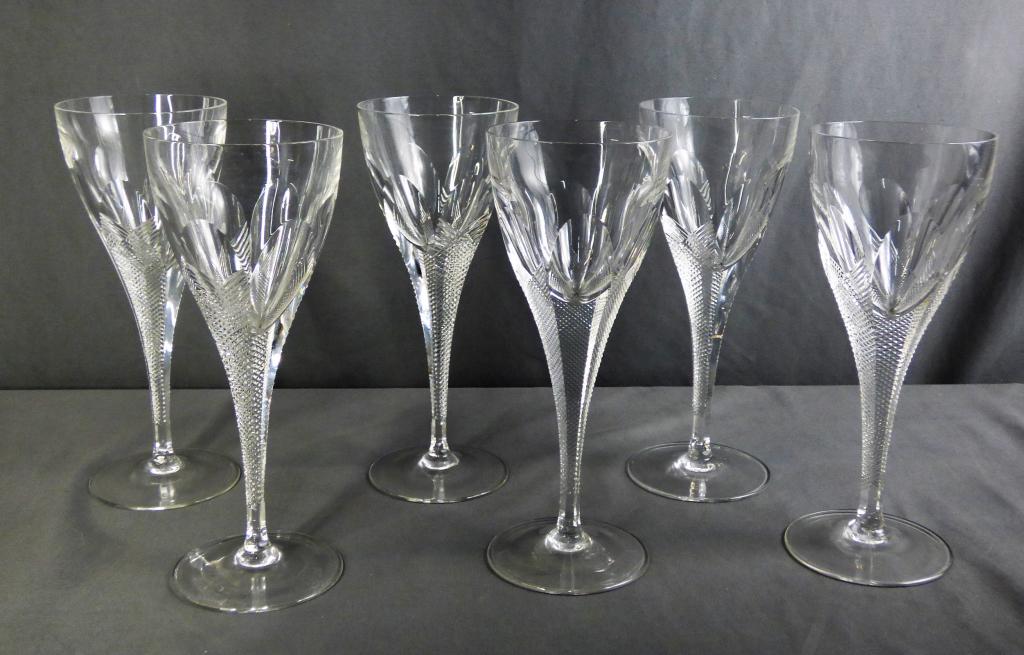 Ceskci Crystal Glass Wine Glasses. Set of 6: Ceskci Crystal Glass Wine Glasses. Set of 6. Measure 9" tall. Condition: Good