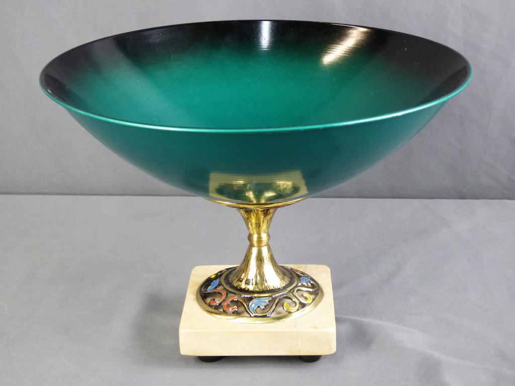 Judaica Israel Footed Enamel Brass Compote Bowl (1 of 7)